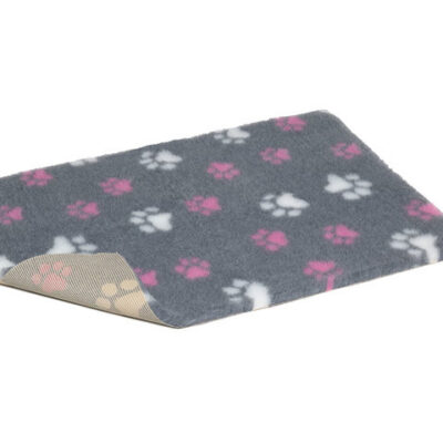 VETBED DUO PAWS LIBISEMISVASTANE 100X75CM HALL VALGE JA ROOSA KÄPAMUS